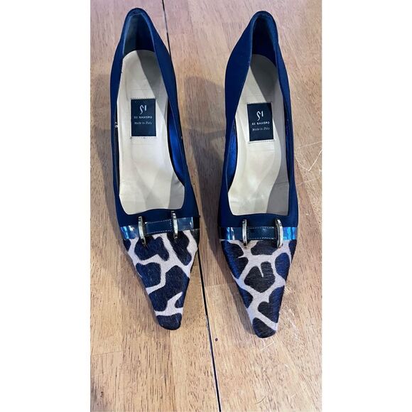 DI SANDRO LEOPARD PRINT SUEDE HEELS WOMEN'S SIZE 7 MADE IN ITALY - Picture 1 of 12